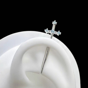 Cercei din oțel titan cu accente de zirconiu, formă de floare, stil lux discret