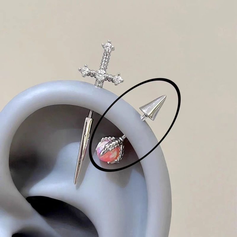 Cercei din oțel titan cu accente de zirconiu, formă de floare, stil lux discret