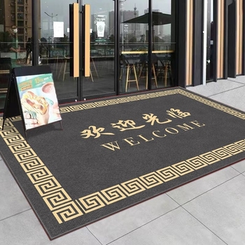 Covoraș comercial pentru ușă de intrare – imprimat din poliester, formă bar, model monocrom, personalizare disponibilă