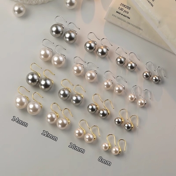 Perlų auskarai iš sterling sidabro, 99% grynumas, paprastas dizainas, moterims, 2025 m. pavasaris