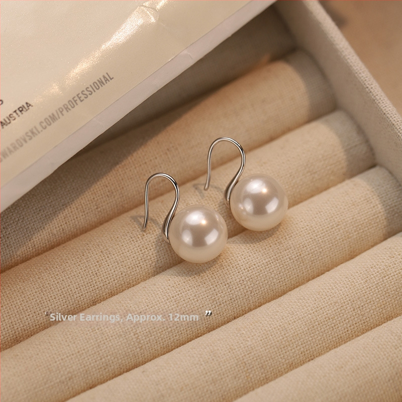 Perlų auskarai iš sterling sidabro, 99% grynumas, paprastas dizainas, moterims, 2025 m. pavasaris