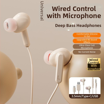 Káblové in-ear slúchadlá s háčikom na ucho, 2 m USB-C kábel, potlačenie šumu, pre karaoke, šport, hry a hovory