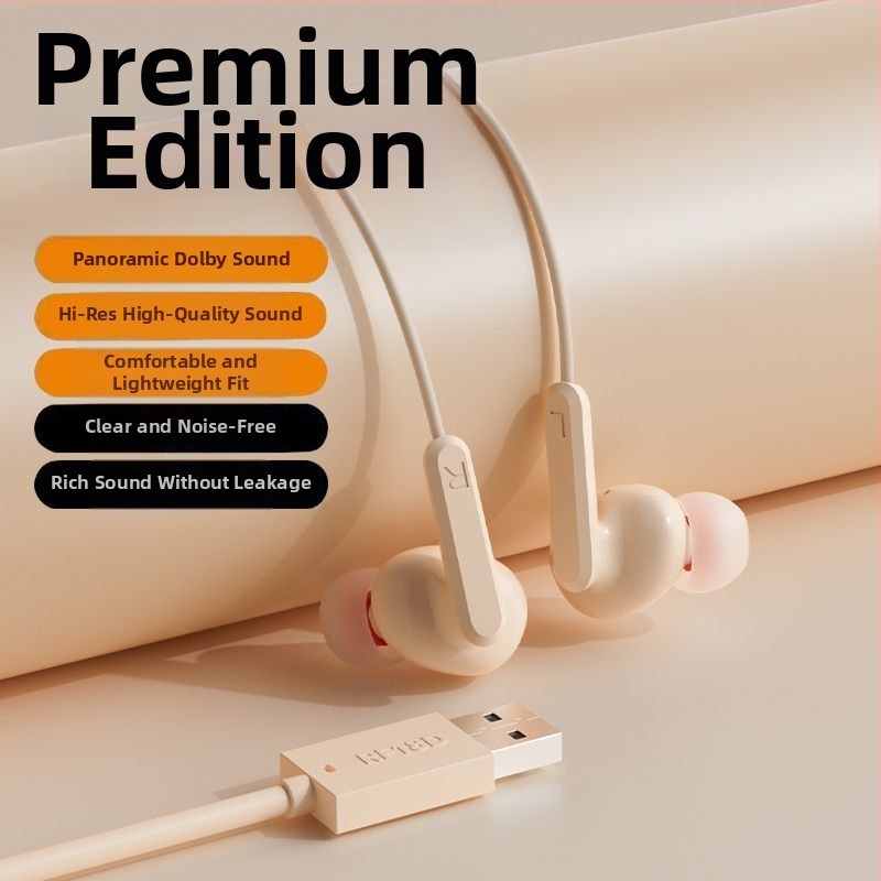 Káblové in-ear slúchadlá s háčikom na ucho, 2 m USB-C kábel, potlačenie šumu, pre karaoke, šport, hry a hovory