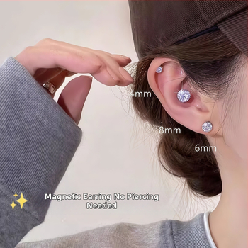 Ximang Bijuterii Cercei clip magnetic pentru urechi – oțel de titan, design geometric, finisaj lucios, stil feminin de înaltă clasă