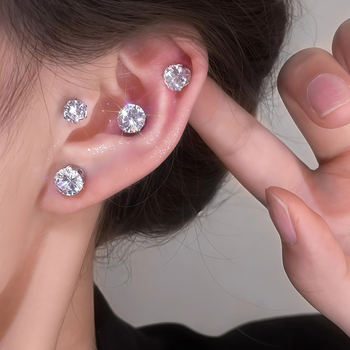 Ximang Bijuterii Cercei clip magnetic pentru urechi – oțel de titan, design geometric, finisaj lucios, stil feminin de înaltă clasă