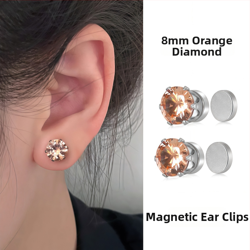 Ximang Bijuterii Cercei clip magnetic pentru urechi – oțel de titan, design geometric, finisaj lucios, stil feminin de înaltă clasă