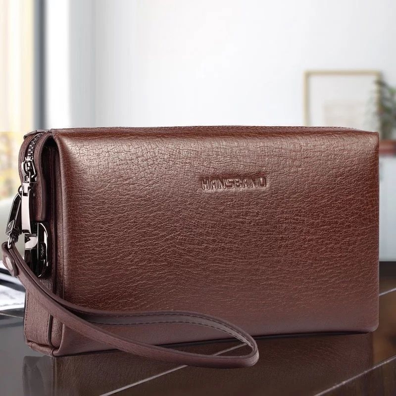 Fangzhi Vīriešu klučs somiņa no Kraft papīra ar burta rakstu, iekšpuse no liellopu ādas, piemērota biznesa ceļojumiem