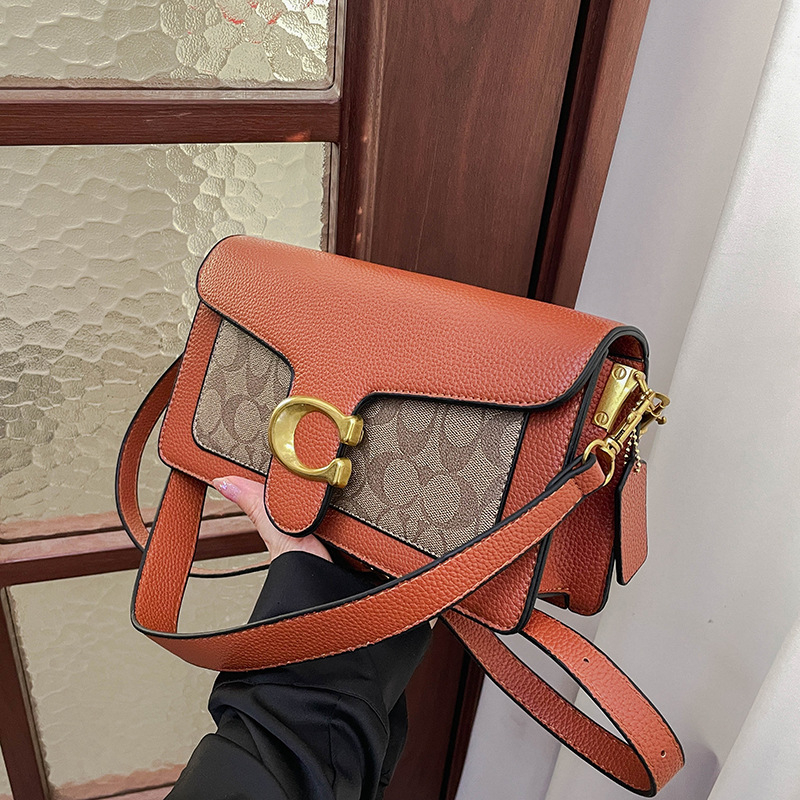 C Family Bag PU Lychee uzorak, mala kvadratna torba za ručno nošenje i preko ramena, magnetsko zatvaranje, dvostruke naramenice