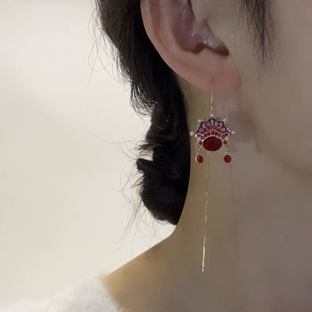 Обеци, медни, Kanamina марка, нов китайски стил, за жени, лято 2023