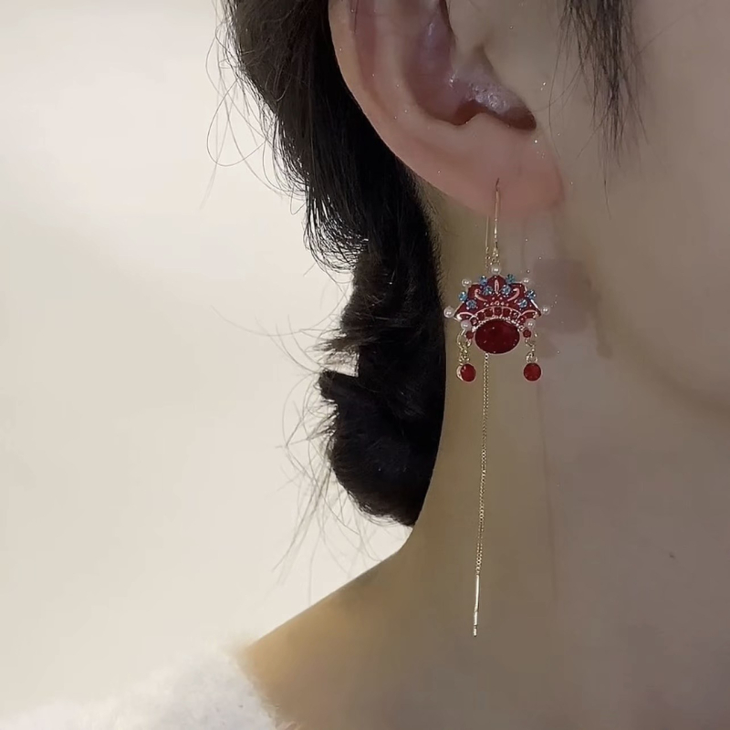 Обеци, медни, Kanamina марка, нов китайски стил, за жени, лято 2023