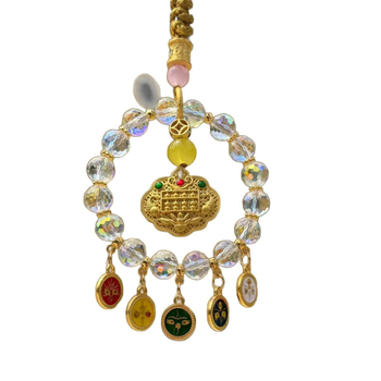 Автомобилна украса: пет богове на богатството и абакус, кристален материал, традиционен китайски стил, марка Blue kuang, интериорна декорация