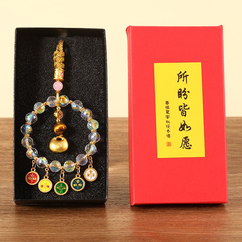 Автомобилна украса: пет богове на богатството и абакус, кристален материал, традиционен китайски стил, марка Blue kuang, интериорна декорация