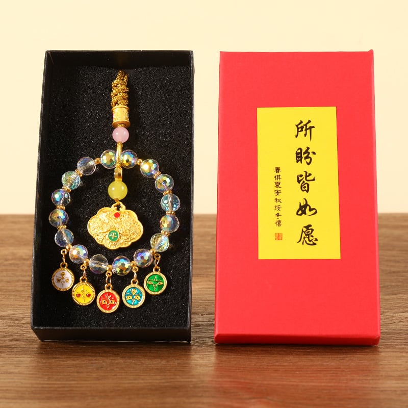 Автомобилна украса: пет богове на богатството и абакус, кристален материал, традиционен китайски стил, марка Blue kuang, интериорна декорация