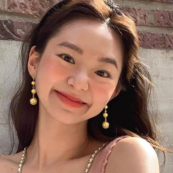 Naušnice - Tri kuglice viseće, bakar, geometrijski, elektroplatirano, za žene