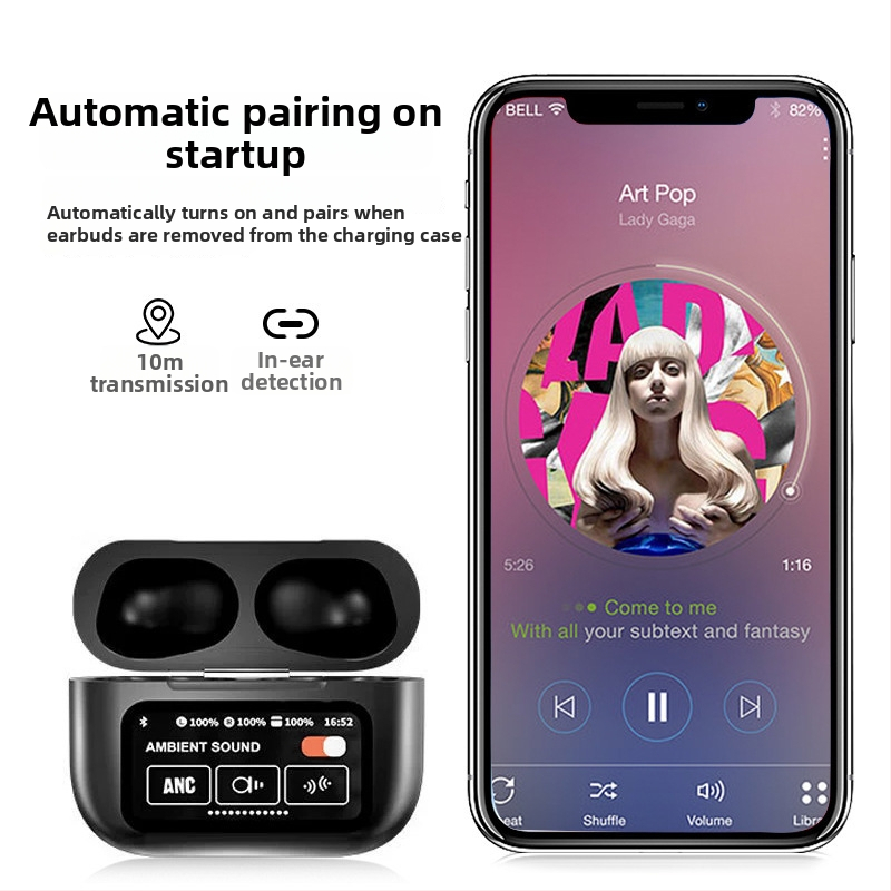 A9 Pro bezdrôtové slúchadlá s ANC, Bluetooth 5.3, IPX4, dotykový displej, až 8 h výdrže batérie