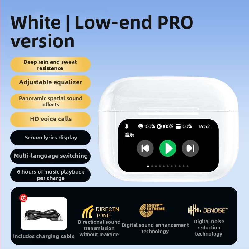 A9 Pro bezdrôtové slúchadlá s ANC, Bluetooth 5.3, IPX4, dotykový displej, až 8 h výdrže batérie