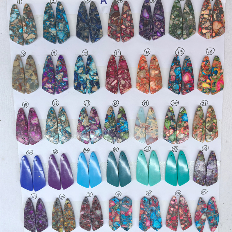 Naušnice od prirodnog kamena, s imperijalnim kamenom, geometrijski retro etnički stil za žene