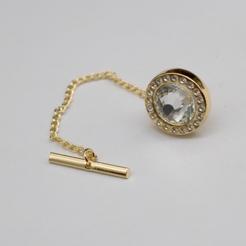 Briti stiilis lipsuklips kravatile, vase materjal, unisex, ümmargune–nelinurkne kujuline, elektroplatiinatsioon, valge kristall, mosaiik segu alumiiniumist kunstkivega