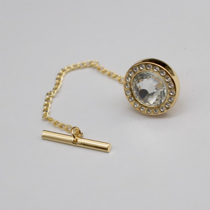 Briti stiilis lipsuklips kravatile, vase materjal, unisex, ümmargune–nelinurkne kujuline, elektroplatiinatsioon, valge kristall, mosaiik segu alumiiniumist kunstkivega