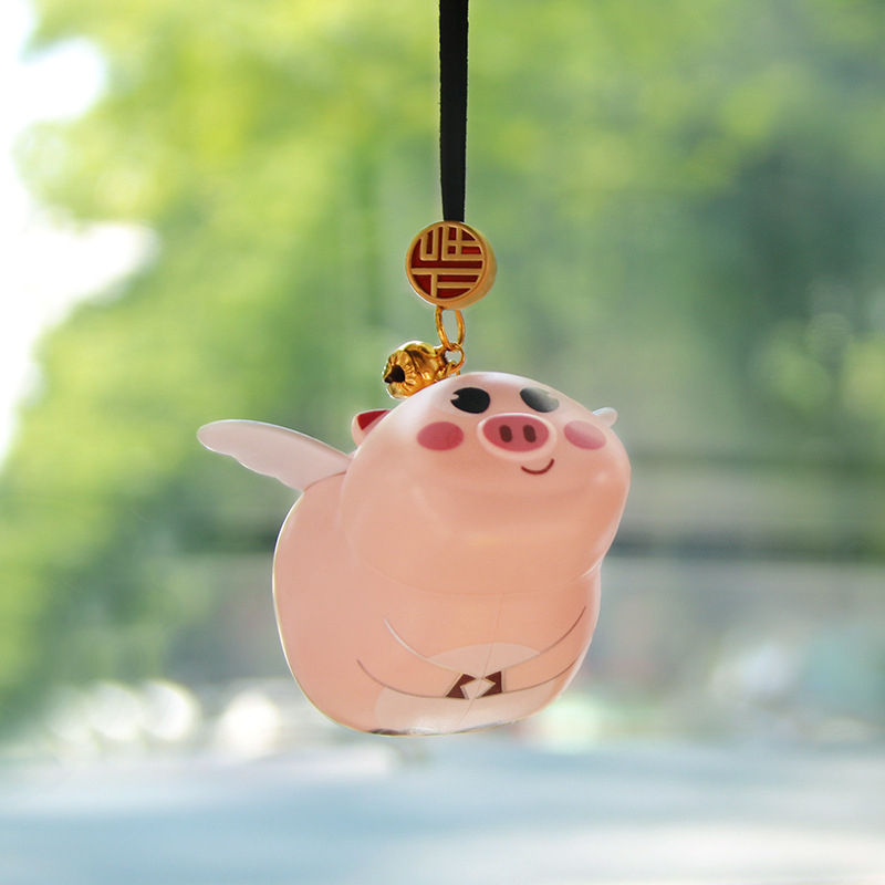 Украса за огледало на кола с тигър в карикатурен стил, пластмасов материал, вътрешна декорация