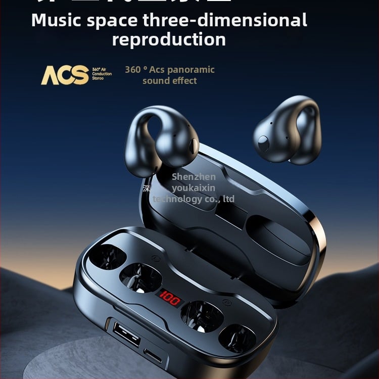 Newman Bluetooth austiņas ar kaulu vadīšanu, clip-on, skrējieniem, bezvadu sportam, stereo skaņa, akumulatora līmeņa indikators, līdz 4 stundām darbības