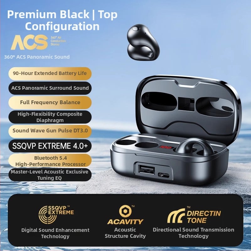 Newman Bluetooth austiņas ar kaulu vadīšanu, clip-on, skrējieniem, bezvadu sportam, stereo skaņa, akumulatora līmeņa indikators, līdz 4 stundām darbības