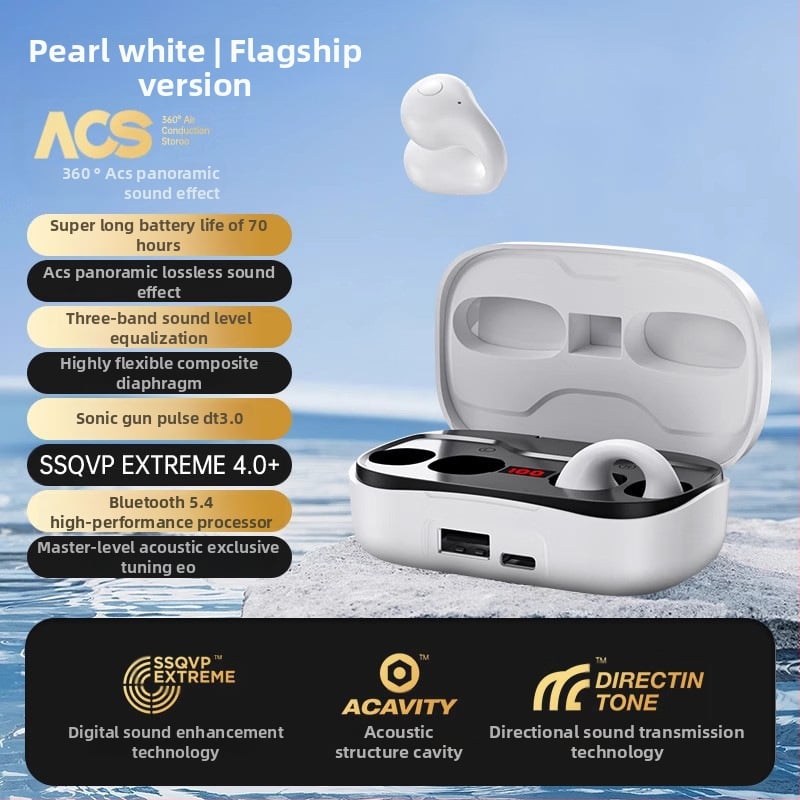 Newman Bluetooth austiņas ar kaulu vadīšanu, clip-on, skrējieniem, bezvadu sportam, stereo skaņa, akumulatora līmeņa indikators, līdz 4 stundām darbības