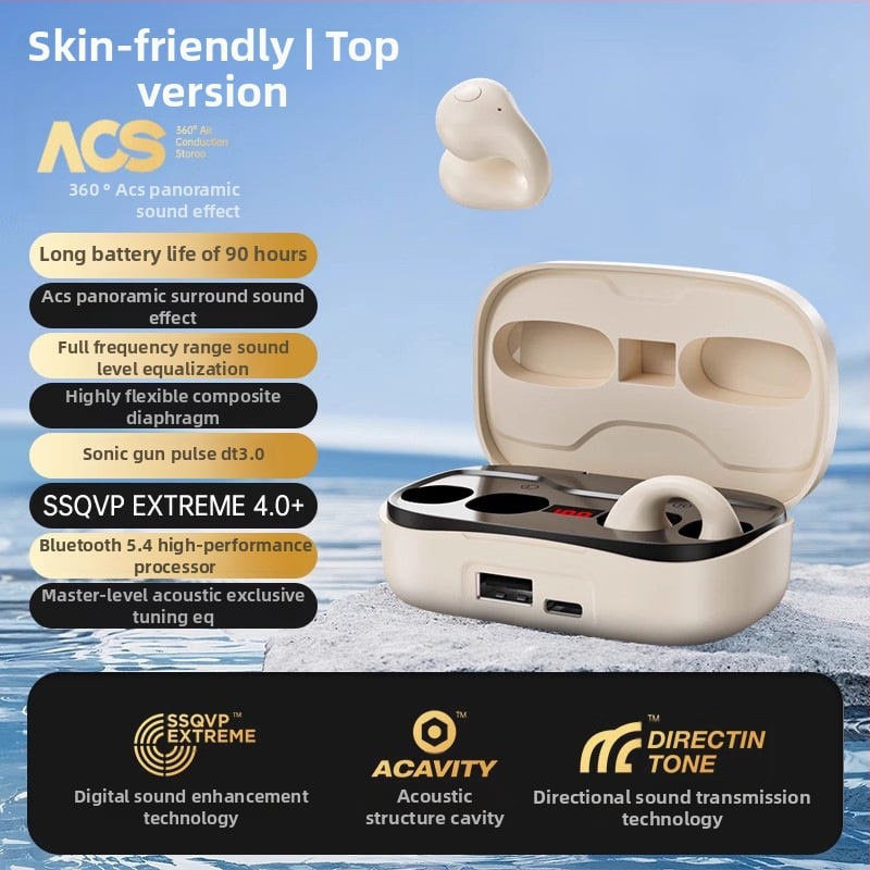 Newman Bluetooth austiņas ar kaulu vadīšanu, clip-on, skrējieniem, bezvadu sportam, stereo skaņa, akumulatora līmeņa indikators, līdz 4 stundām darbības