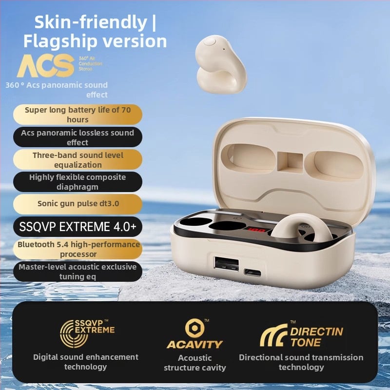 Newman Bluetooth austiņas ar kaulu vadīšanu, clip-on, skrējieniem, bezvadu sportam, stereo skaņa, akumulatora līmeņa indikators, līdz 4 stundām darbības