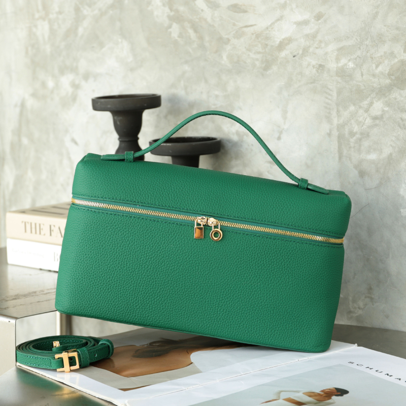 Kožna ženska torba u Lunch Box stilu, Horizontalnog kvadratnog oblika, zatvaranje na zip, unutarnji džepovi za telefon i ID