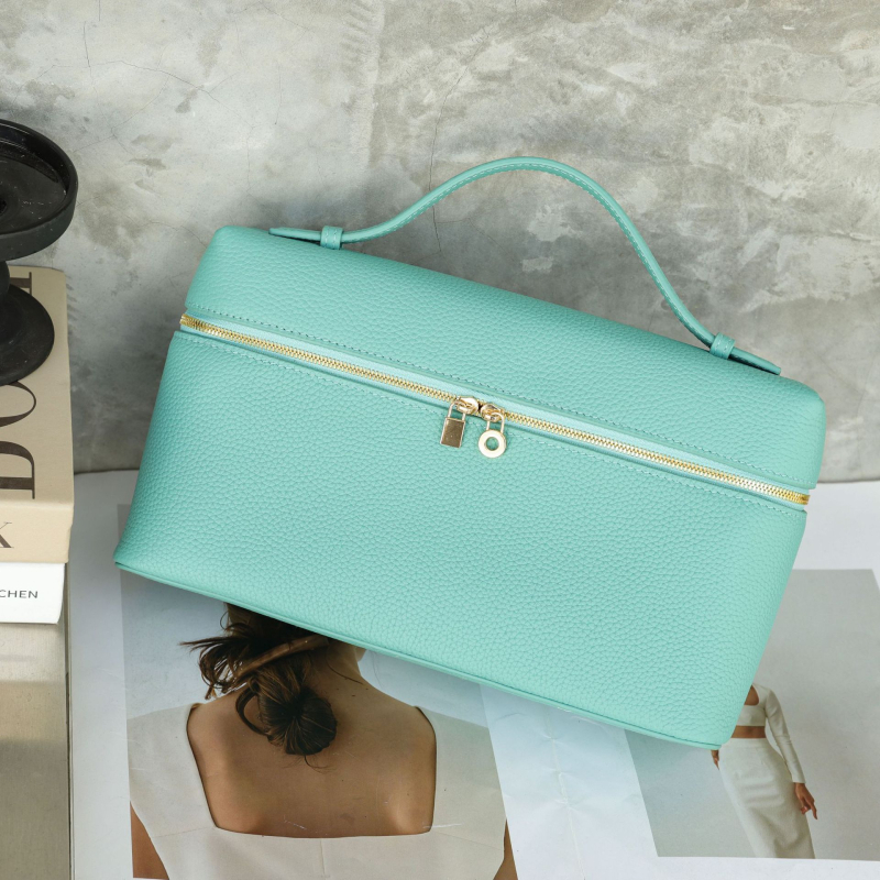 Kožna ženska torba u Lunch Box stilu, Horizontalnog kvadratnog oblika, zatvaranje na zip, unutarnji džepovi za telefon i ID