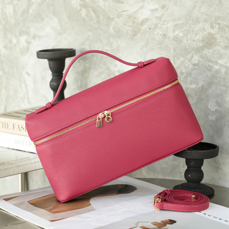 Kožna ženska torba u Lunch Box stilu, Horizontalnog kvadratnog oblika, zatvaranje na zip, unutarnji džepovi za telefon i ID