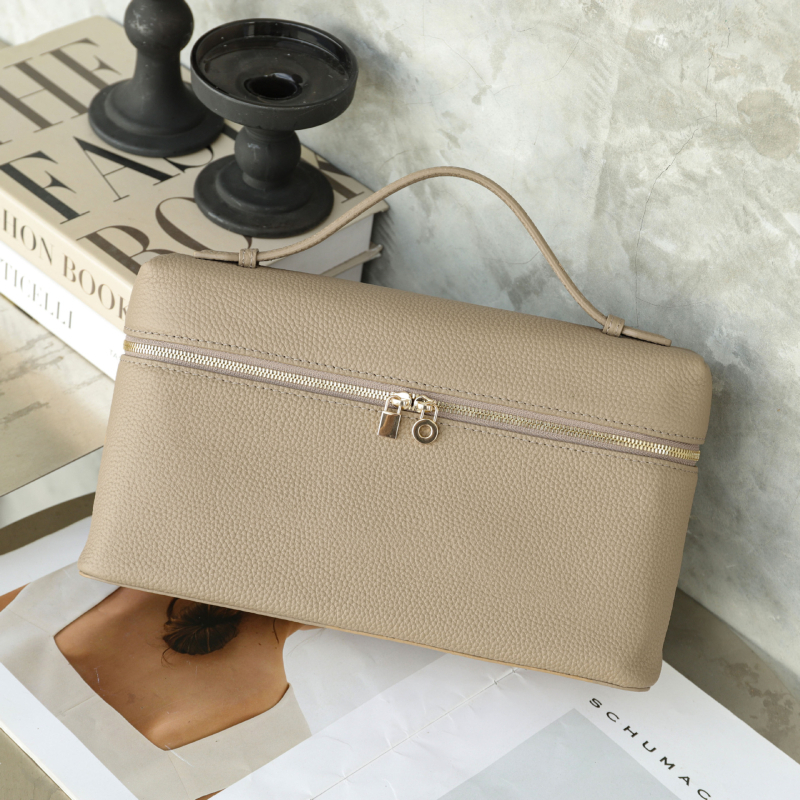 Kožna ženska torba u Lunch Box stilu, Horizontalnog kvadratnog oblika, zatvaranje na zip, unutarnji džepovi za telefon i ID