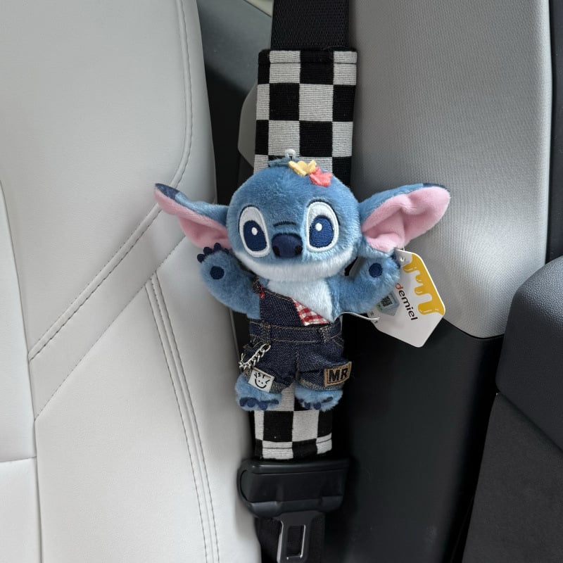 Κούκλα Stitch για το εσωτερικό αυτοκινήτου — χαριτωμένο μαξιλαράκι ζώνης και διακόσμηση ζώνης (Υλικό: Βελούδινο; Παραμετροποίηση: Ναι; Χαρακτηριστικά: Μαξιλαράκι ώμου και διακόσμηση ζώνης)