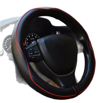 Stūres pārsegs automašīnai - reljēva kvadrveida ādas raksts no mākslīgās ādas, Runba, universāla izmantošana, logotipa drukāšana pieejama (Zīmols: Runba; Materiāls: māksīgā āda; Piemērots: universāla lietošana; Logotipa drukāšana: pieejama)