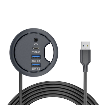 Kruhová USB hub-dock s Type-C audio, USB 3.0, 5 Gbps, 1 m kábel, model JKL38H, bez externého napájania