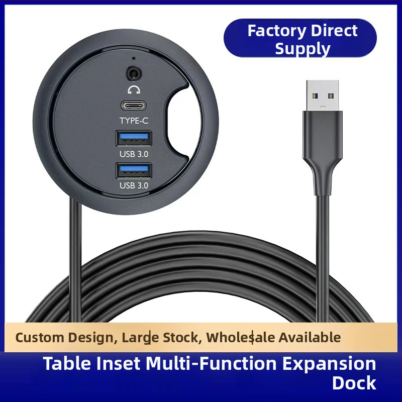Kruhová USB hub-dock s Type-C audio, USB 3.0, 5 Gbps, 1 m kábel, model JKL38H, bez externého napájania