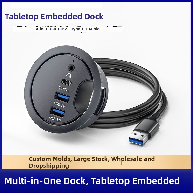 Kruhová USB hub-dock s Type-C audio, USB 3.0, 5 Gbps, 1 m kábel, model JKL38H, bez externého napájania