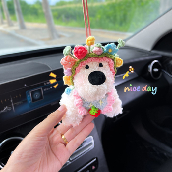 West Highland Puppy plīša auto rotājums priekš atpakaļskata spoguļa, karikatūras stils, iekšējā dekors