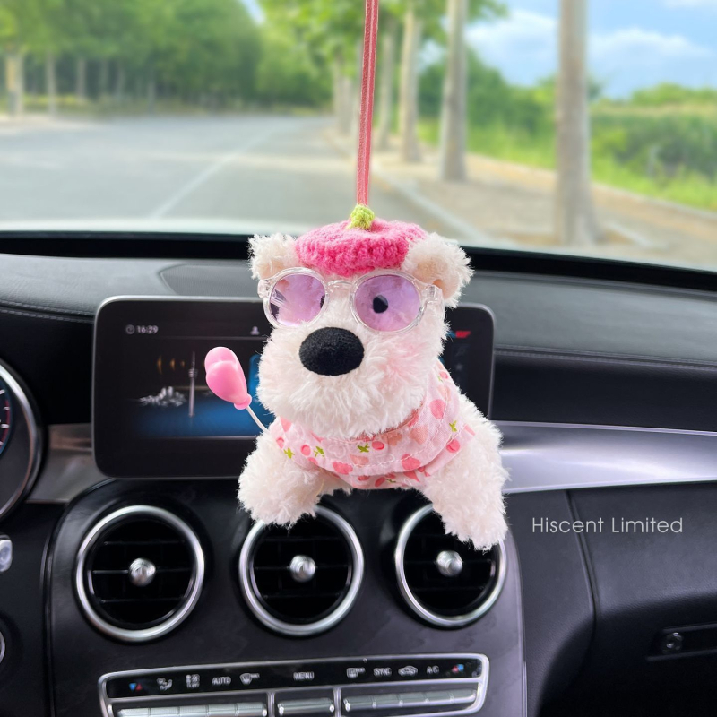 West Highland Puppy plīša auto rotājums priekš atpakaļskata spoguļa, karikatūras stils, iekšējā dekors