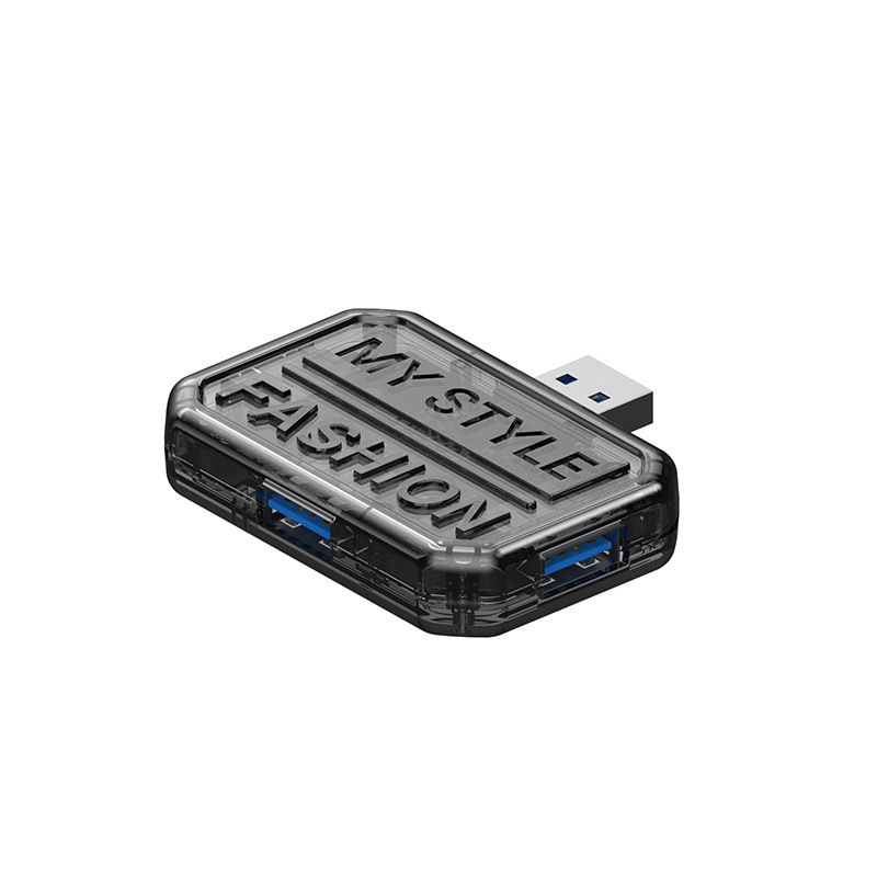 Stație docking USB-C 3-in-1, carcasă transparentă, hub cu 3 porturi, USB 3.0, 5Gbps, alimentare prin bus