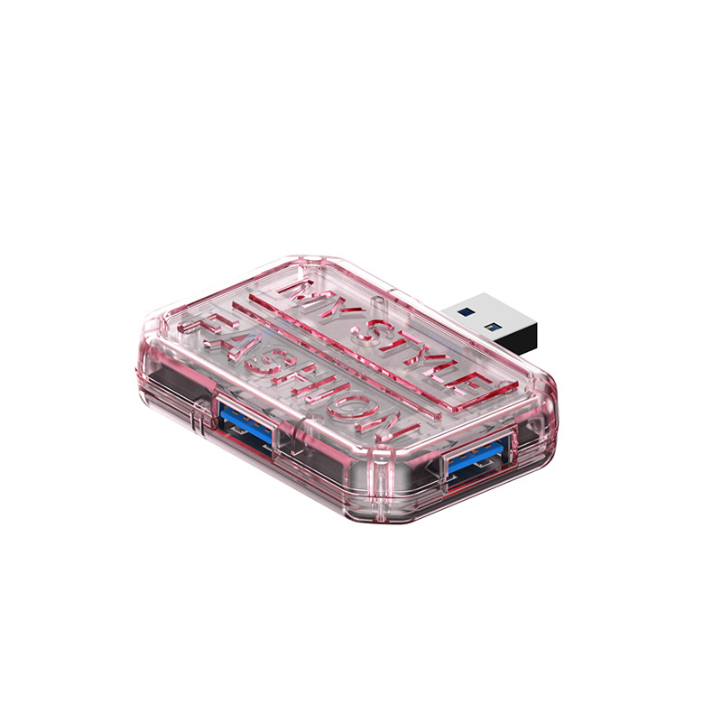 Stație docking USB-C 3-in-1, carcasă transparentă, hub cu 3 porturi, USB 3.0, 5Gbps, alimentare prin bus