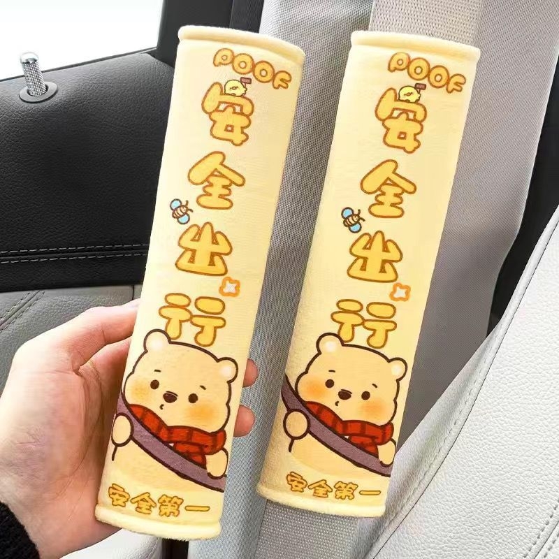 Automašīnas drošības jostas plecu spilvens – karikatūras dizains, flaneļa materiāls, universāls, automašīnas interjera aksesuārs