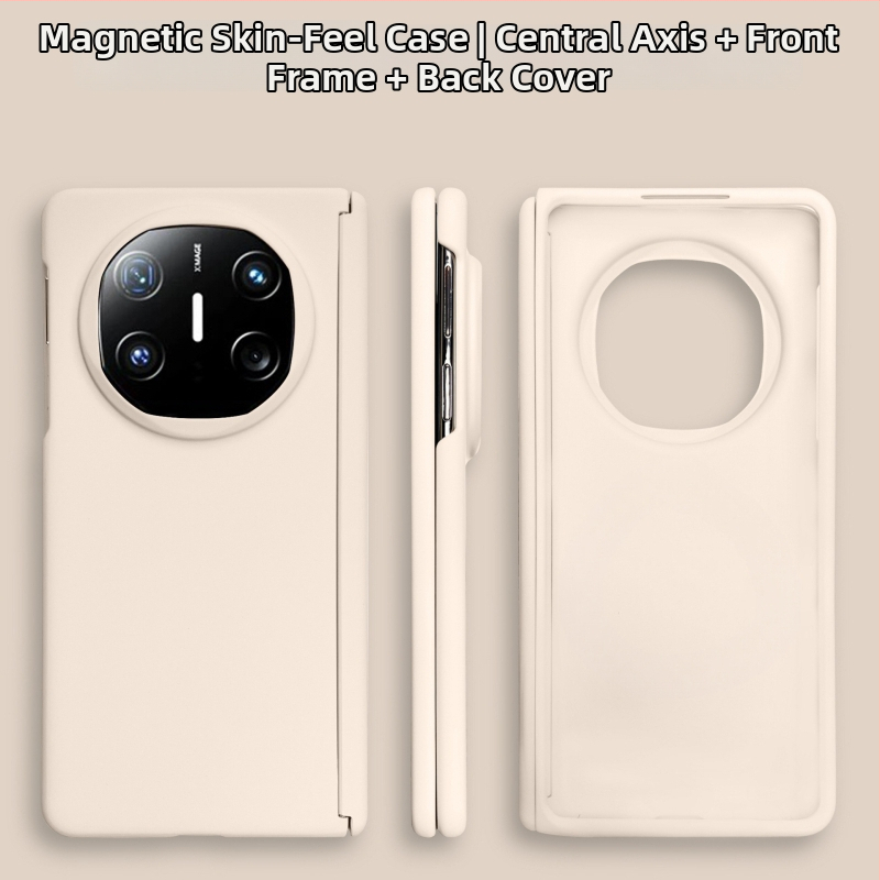 Huawei Mate X6 saliekamā telefona lieta, ciets polikarbonāta korpuss, matēts pārklājums, reljēva tekstūra, centrālais šarnīrs