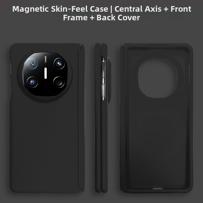 Huawei Mate X6 saliekamā telefona lieta, ciets polikarbonāta korpuss, matēts pārklājums, reljēva tekstūra, centrālais šarnīrs