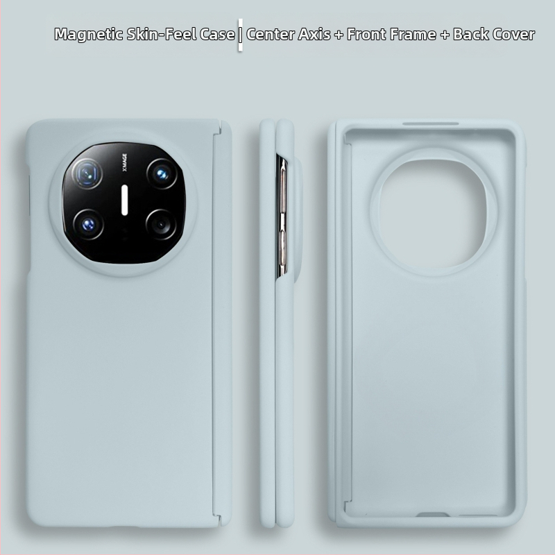 Huawei Mate X6 saliekamā telefona lieta, ciets polikarbonāta korpuss, matēts pārklājums, reljēva tekstūra, centrālais šarnīrs