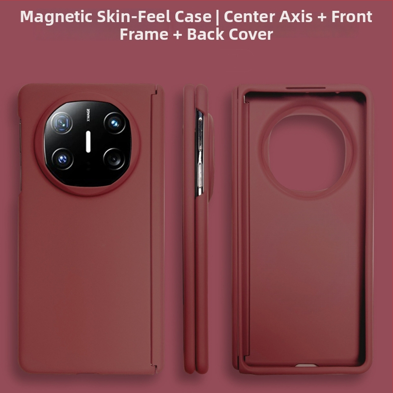 Huawei Mate X6 saliekamā telefona lieta, ciets polikarbonāta korpuss, matēts pārklājums, reljēva tekstūra, centrālais šarnīrs