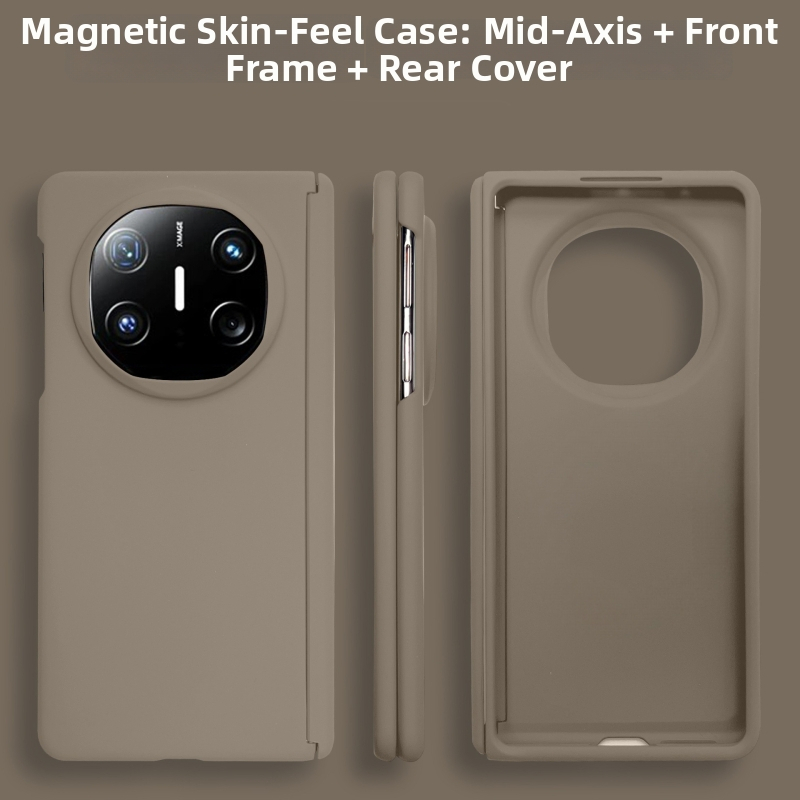 Huawei Mate X6 saliekamā telefona lieta, ciets polikarbonāta korpuss, matēts pārklājums, reljēva tekstūra, centrālais šarnīrs