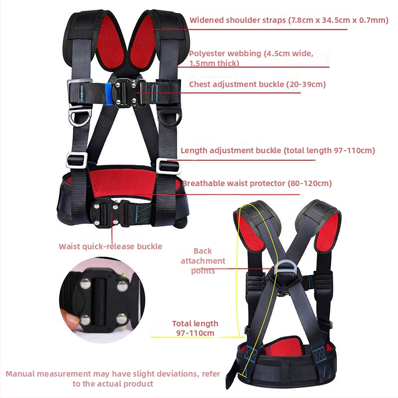 Trīspunktu drošības josta darbam augstumā, nacionālā standarta āķu un auklas komplekts