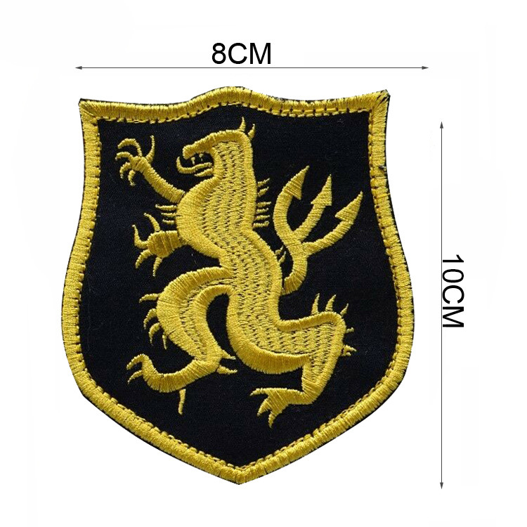 Velcro rankogalių pleistras – siuvinėtas Seal Commando Team 6-osios grupės emblem, dryžiai raštas, poliesteris